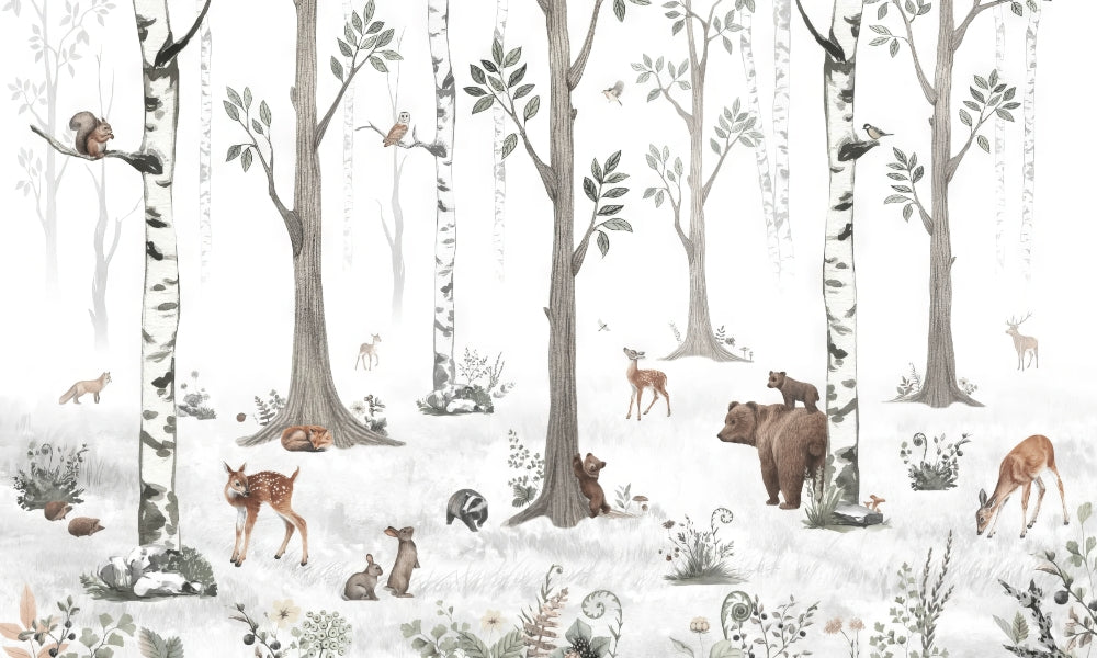 Woodland Creatures Wallpaper Mural