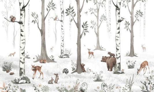 Woodland Creatures Wallpaper Mural