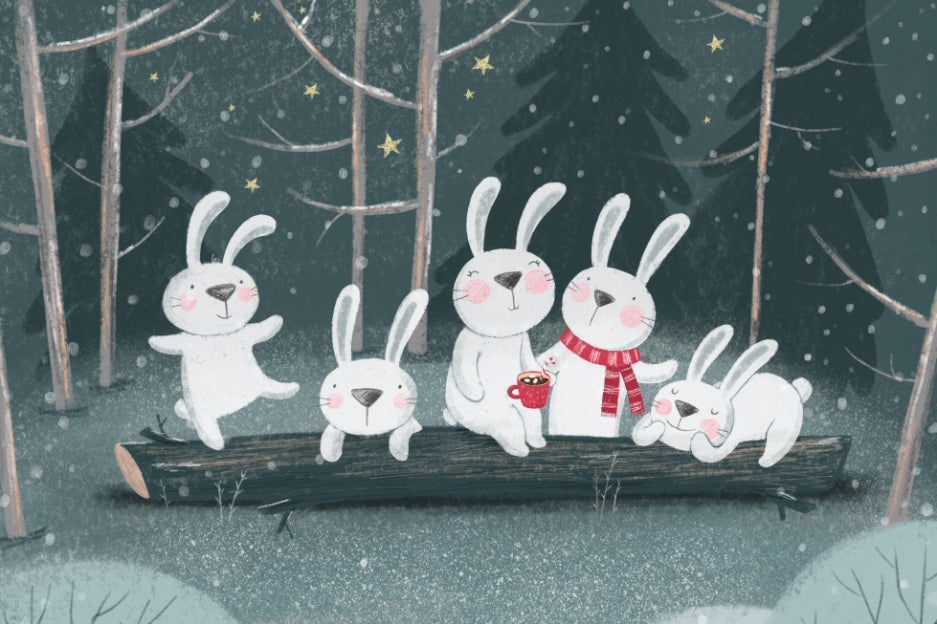 Winter Wonderland Rabbit Wallpaper Mural