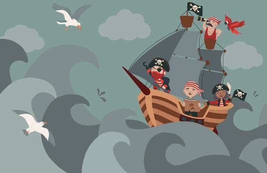 Adventurous Pirate Ship Wallpaper Mural
