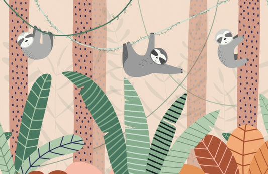 Lazy Sloths Hanging Wall Mural