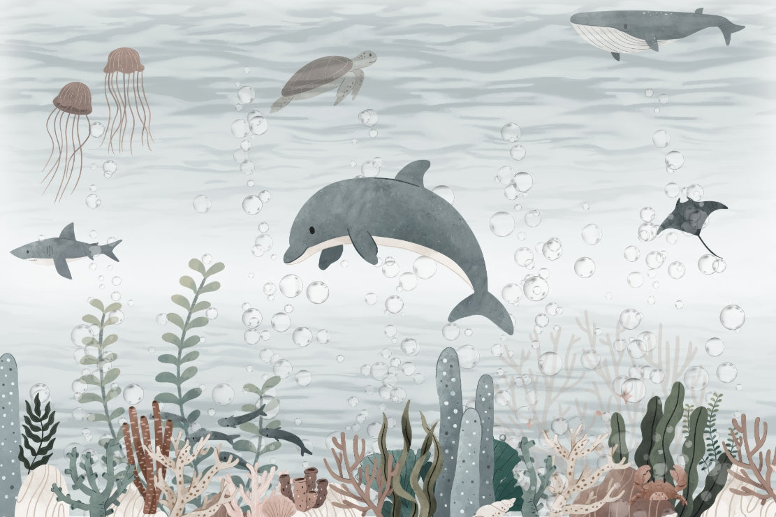Playful Dolphin Wallpaper Mural