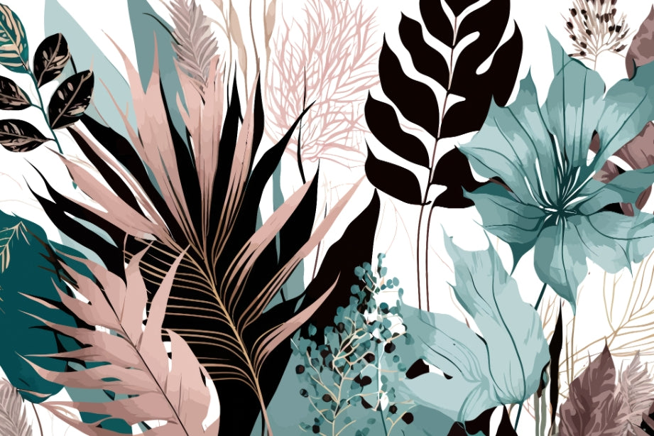 Tropical Abstract Leaf Wall Mural