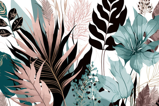 Tropical Abstract Leaf Wall Mural