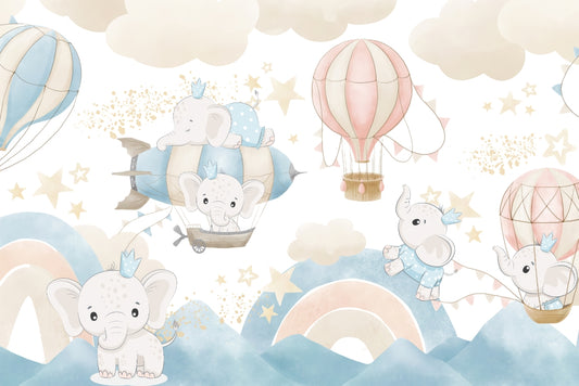 Baby Elephants Playtime Wallpaper Mural