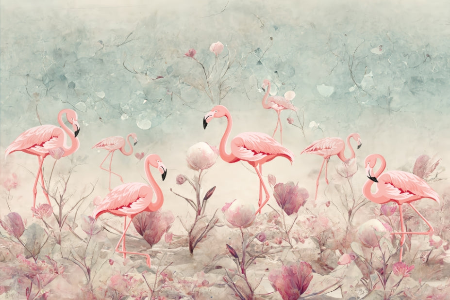 Flamingo Fantasy Wallpaper Mural in your room