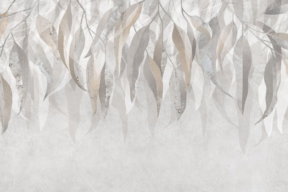 Silver Leaf Wallpaper Mural