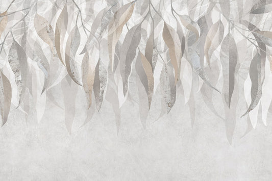 Silver Leaf Wallpaper Mural