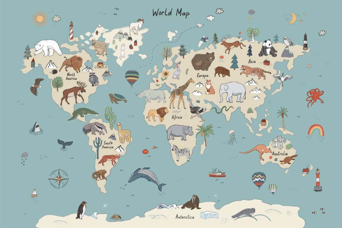 Global Wildlife Wallpaper Mural in your room