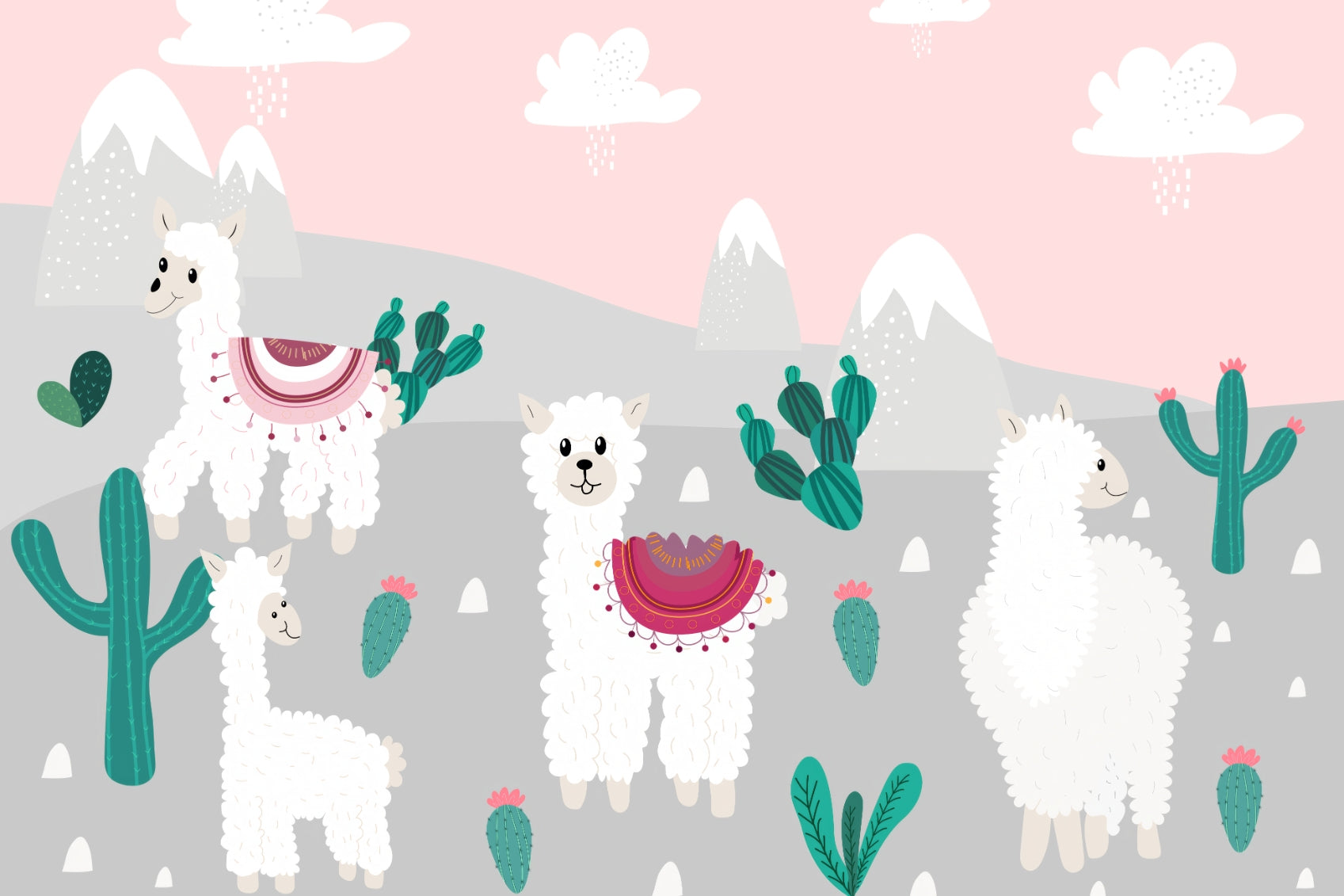 Mountain Llamas Wallpaper Mural