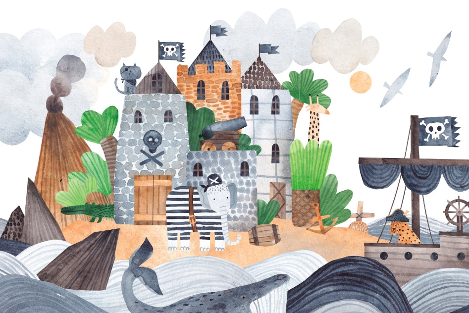 Pirates Castle Kids Wall Mural in your room — zoomed