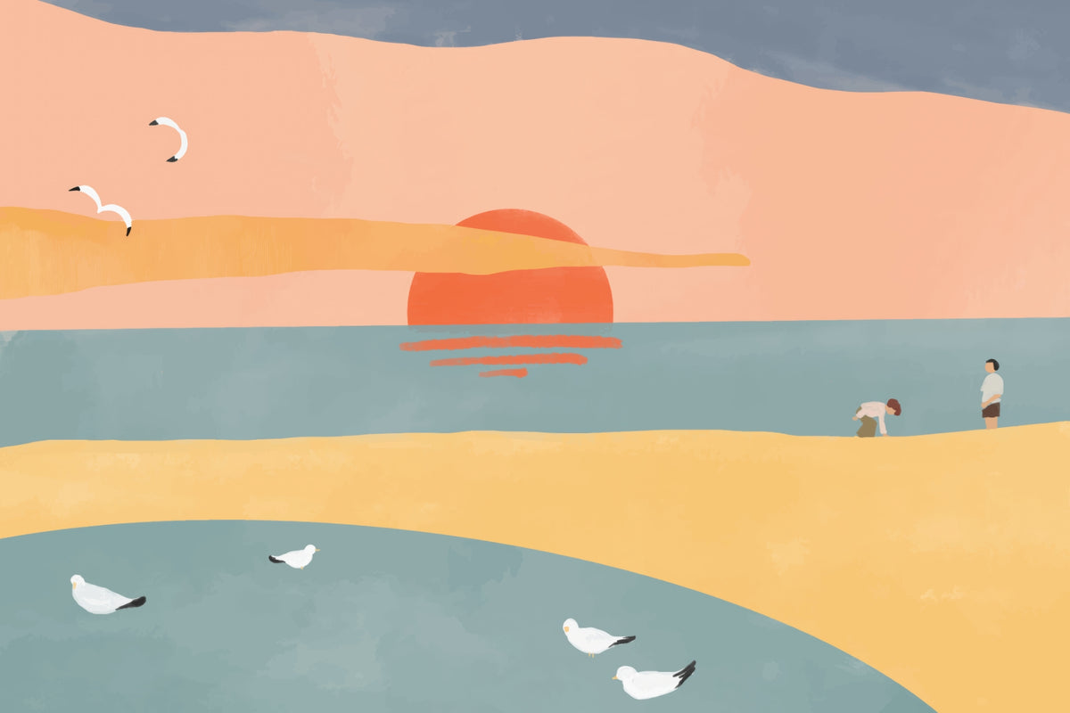 Sunset Beach Wallpaper Mural in your room — zoomed