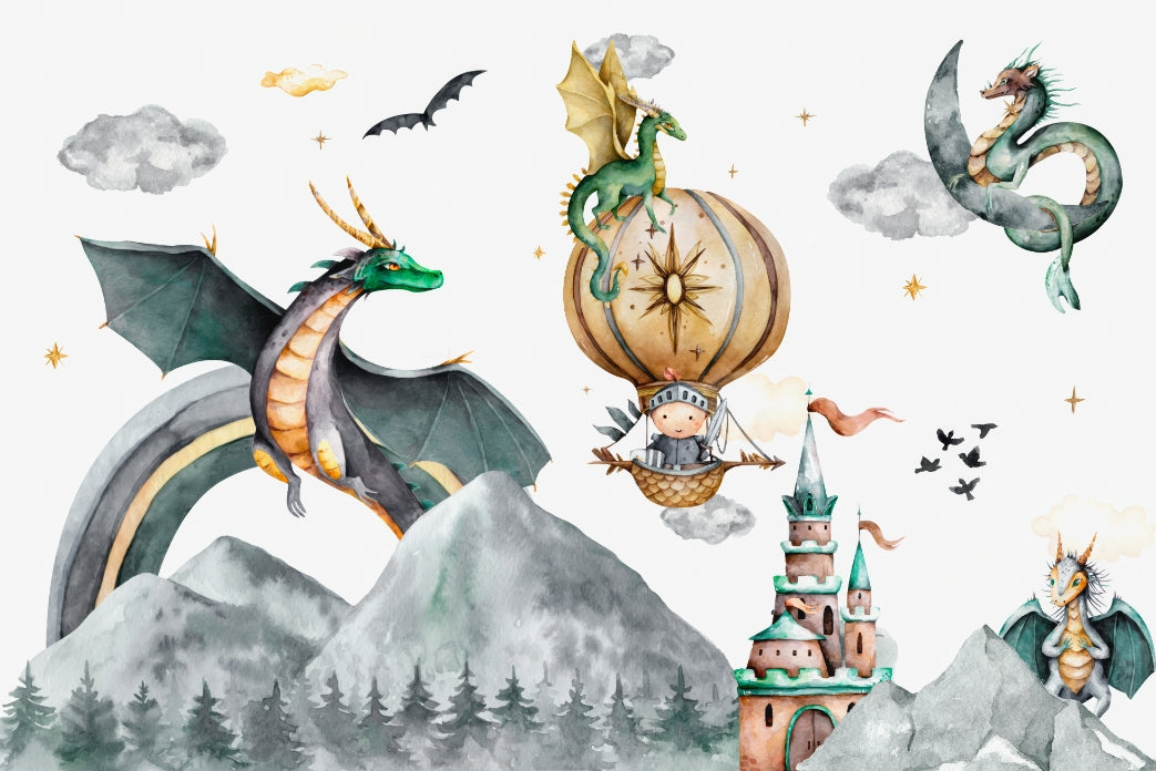 Dragon Kingdom Wall Mural in your room — zoomed