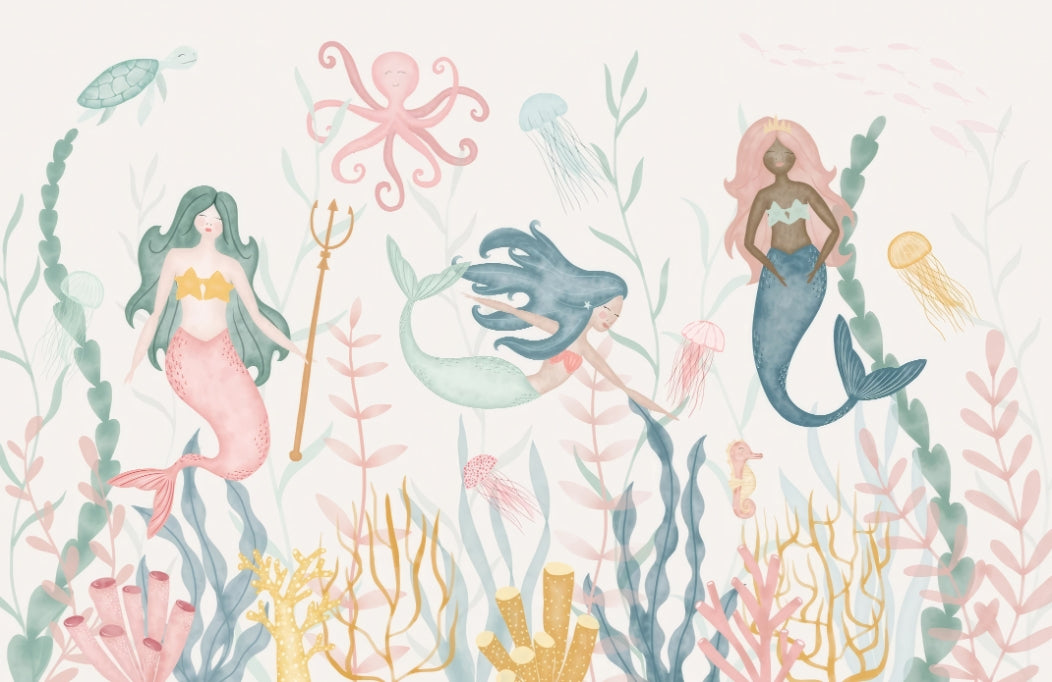 Pastel Mermaid Fantasy Wallpaper Mural in your room