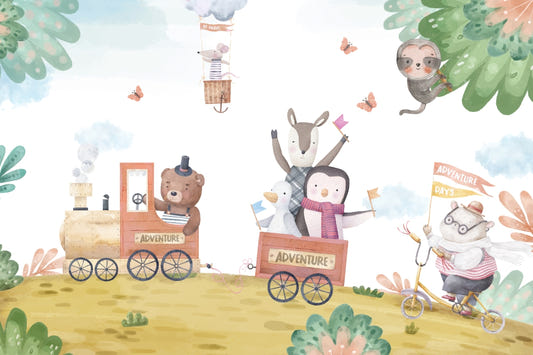 Adventure Train Kids Wall Mural