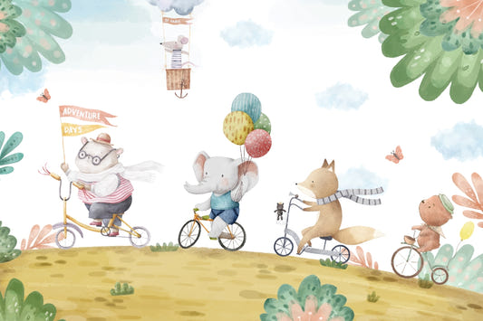 Animal Bicycle Ride Wall Mural