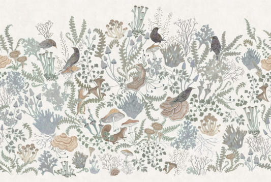 Birds and Leaves Wall Mural