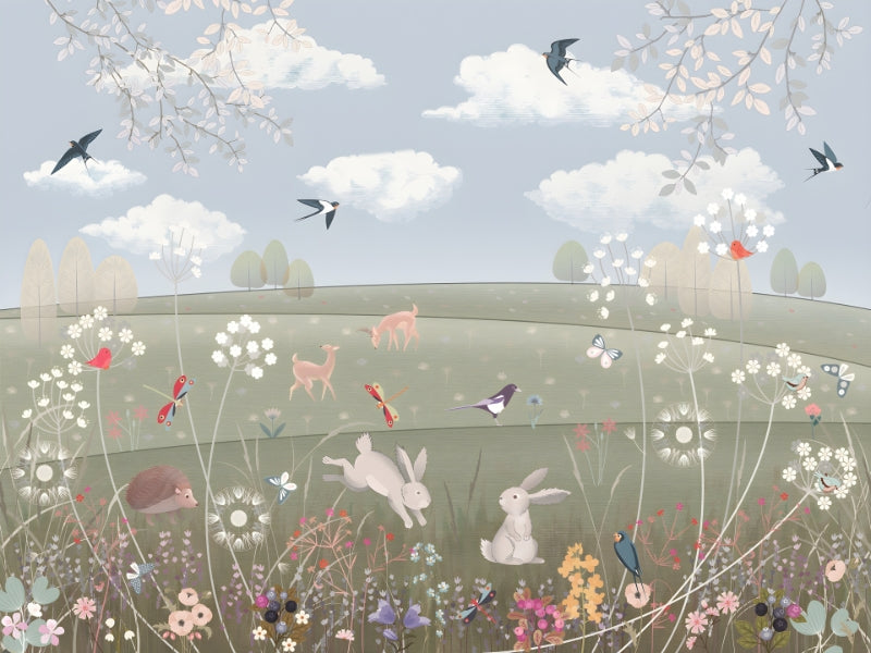 Playful Wildlife Wallpaper Mural