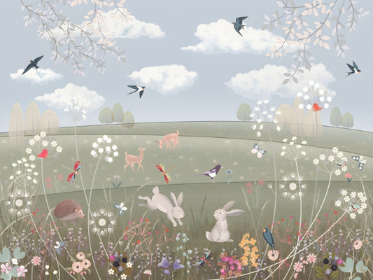 Playful Wildlife Wallpaper Mural