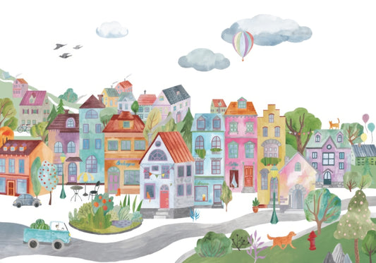 Colorful Cityscape Wall Mural