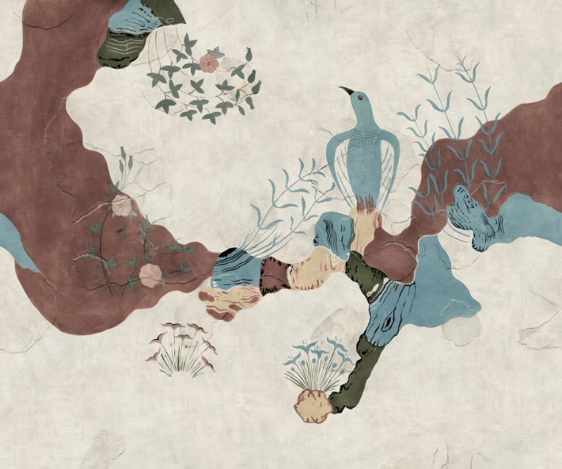 Vintage Abstract Wallpaper Mural in your room — zoomed