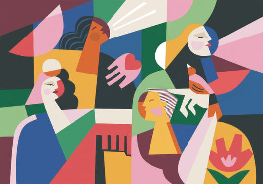 Modernist Female Silhouettes Wall Mural