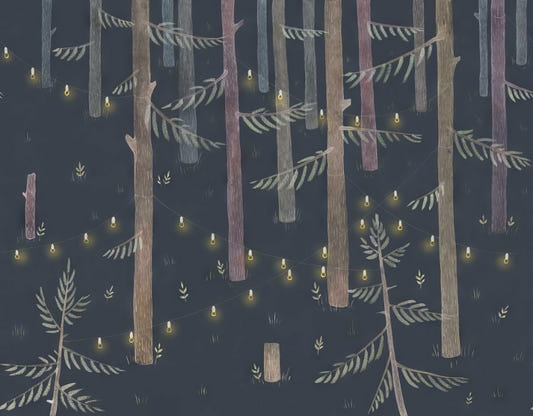 String Lights Trees Wall Mural