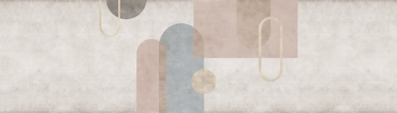 Beige Geometric wall mural in your room — zoomed