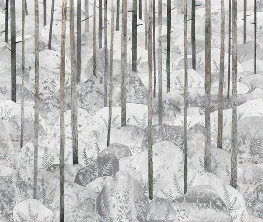 Grey Forest Woodland Wall Mural