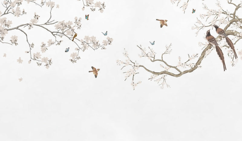 Peach Blossom Birds Wallpaper Mural