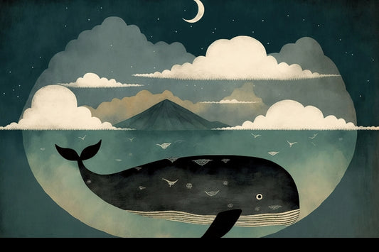 Whale Under Moon Wall Mural