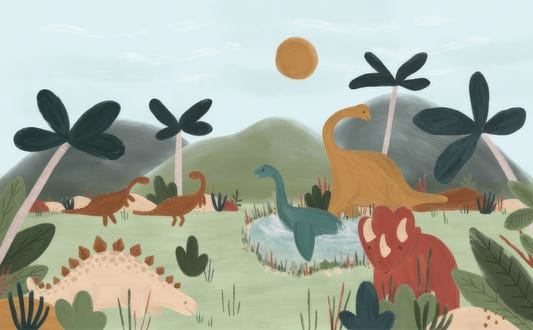 Watercolor Dinosaur Wall Mural