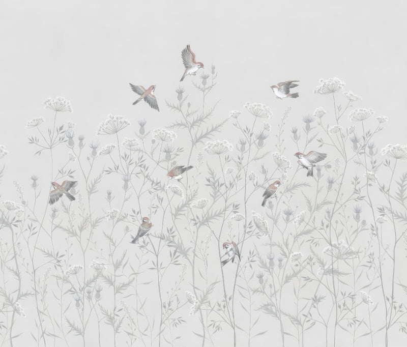 Whispering Birds Floral Wallpaper Mural