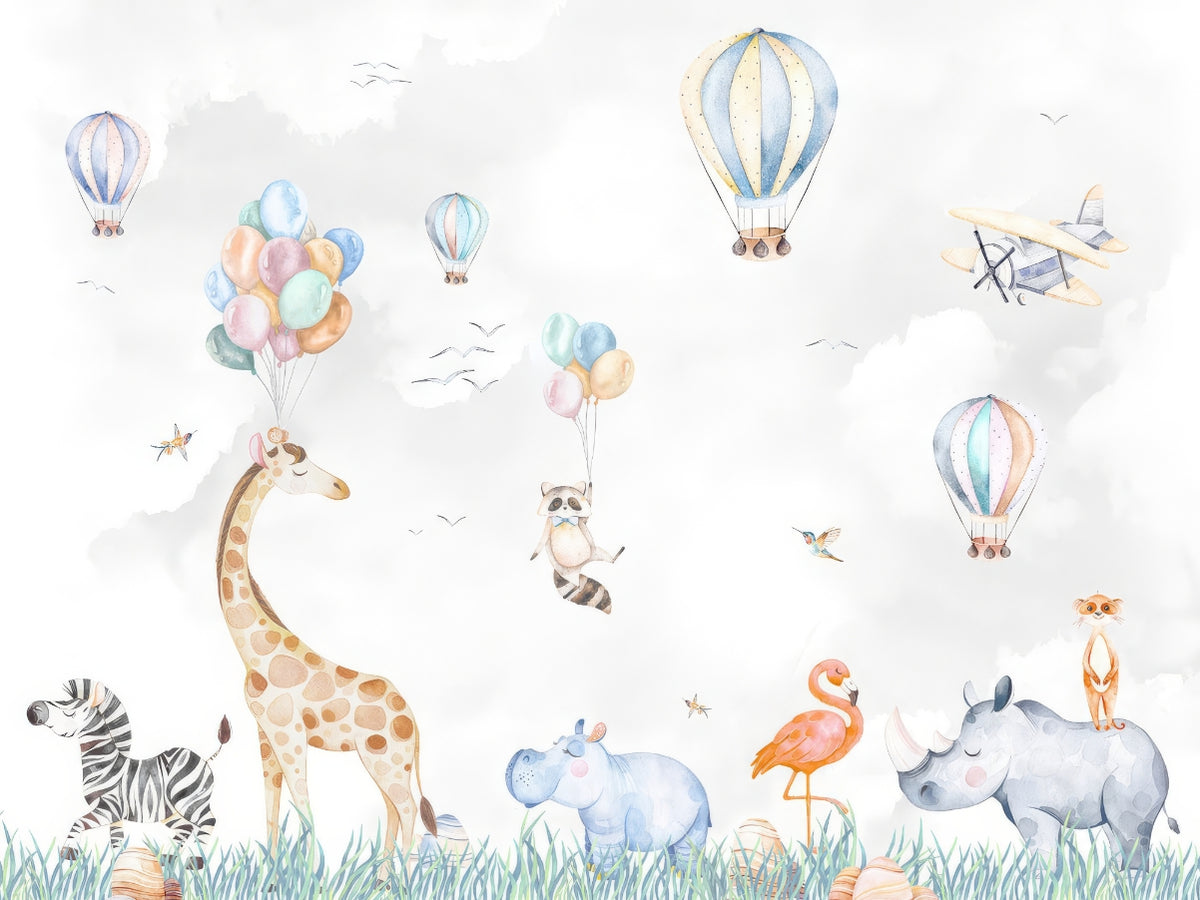 Animal Party Adventure Wall Mural in your room — zoomed