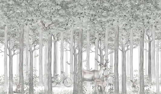 Woodland Deer Scene Wall Mural