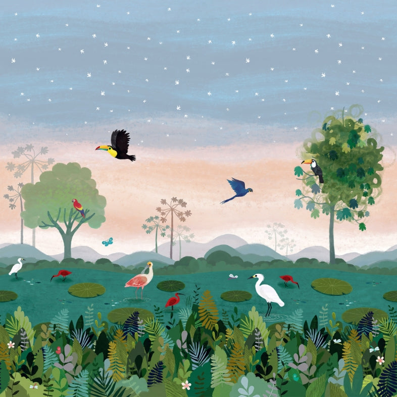 Dusky Amazon Birds Wall Mural