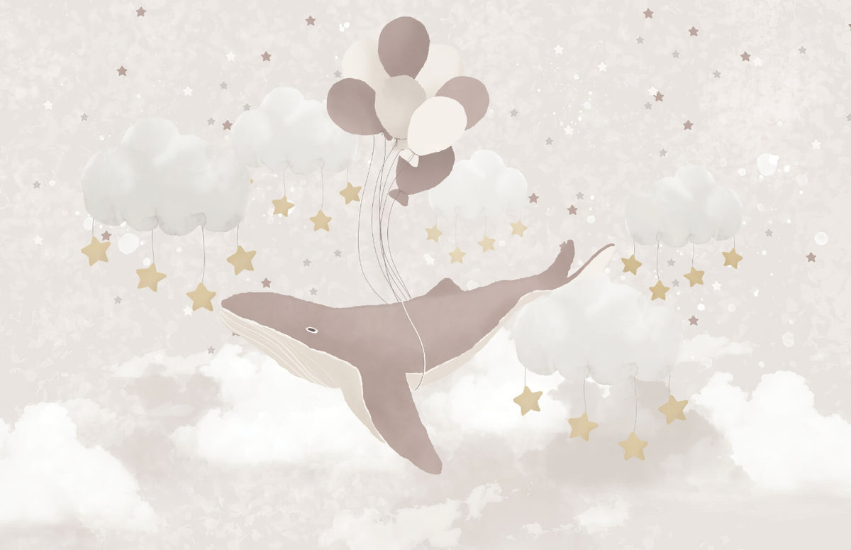Flying Whale Nursery Wall Mural