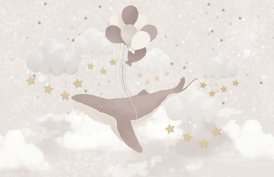Flying Whale Nursery Wall Mural