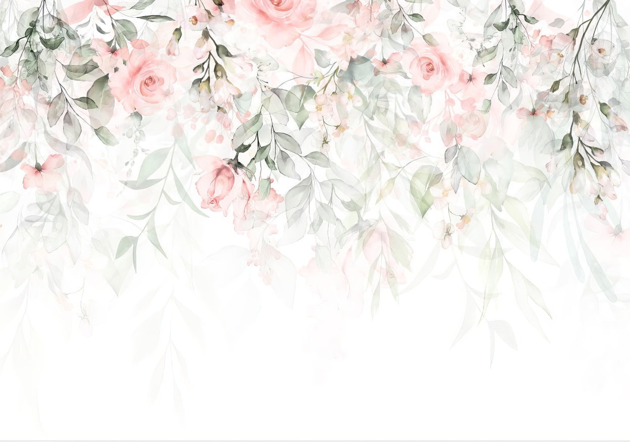 Pink Hanging Flower Wall Mural