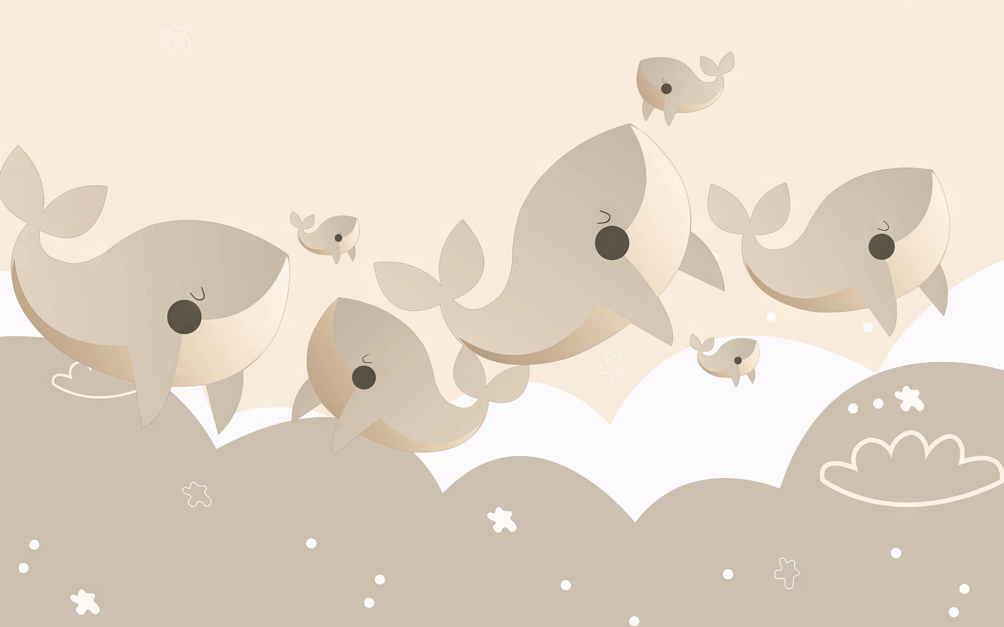 Playful Whales Nursery Wall Mural