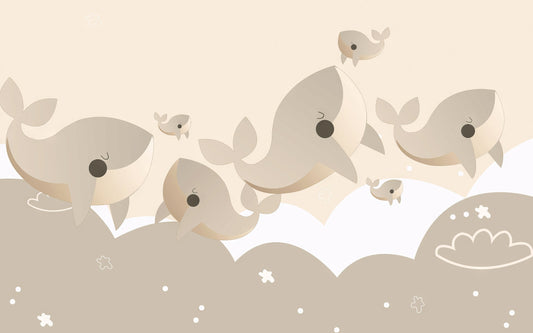 Playful Whales Nursery Wall Mural