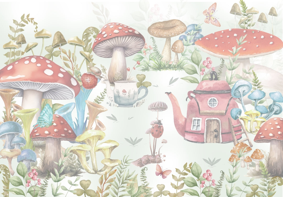 Mushroom Village Kids Wall Mural in your room
