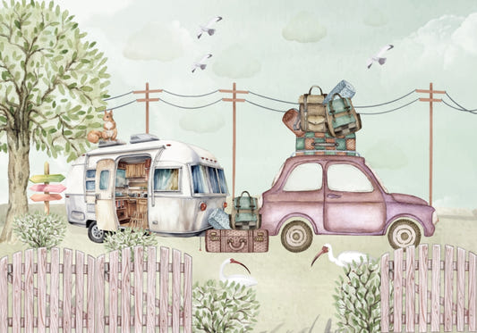 Vintage Road Trip Wallpaper Mural