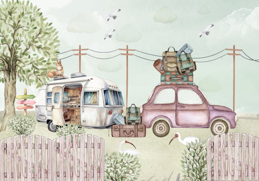 Vintage Road Trip Wallpaper Mural
