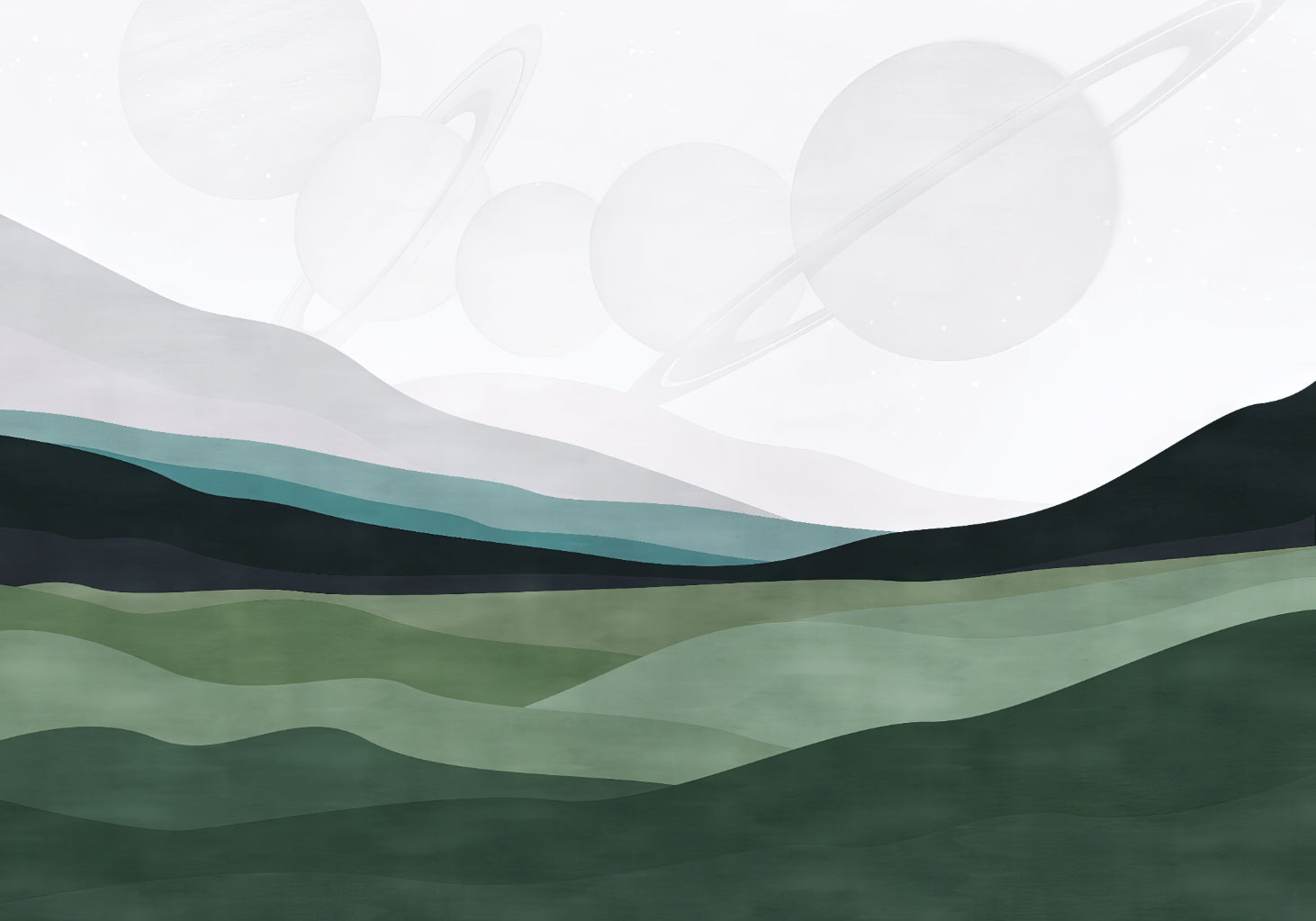 Saturn Mountain View Wall Mural