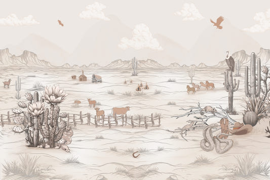 Wild West Cowboy Mural Wallpaper