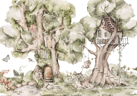 Woodland Treehouse Wall Mural