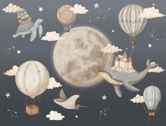 Dreamy Night Balloon Wallpaper Mural