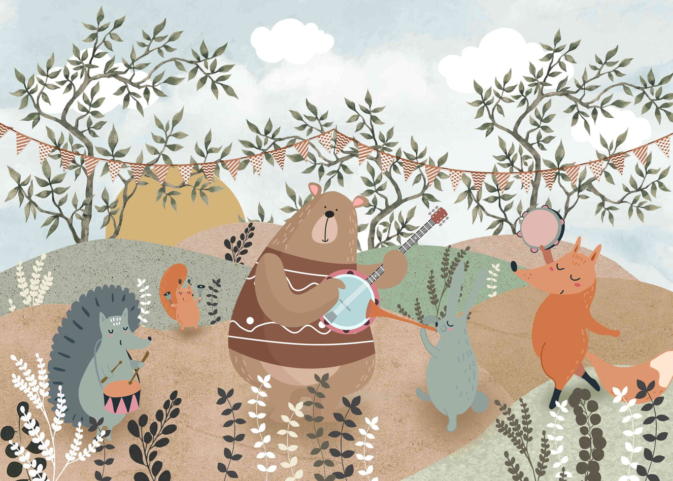 Whimsical Animal Band Wall Mural