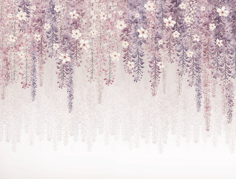 Hanging Blossom Leaves Wallpaper Mural in your room — zoomed